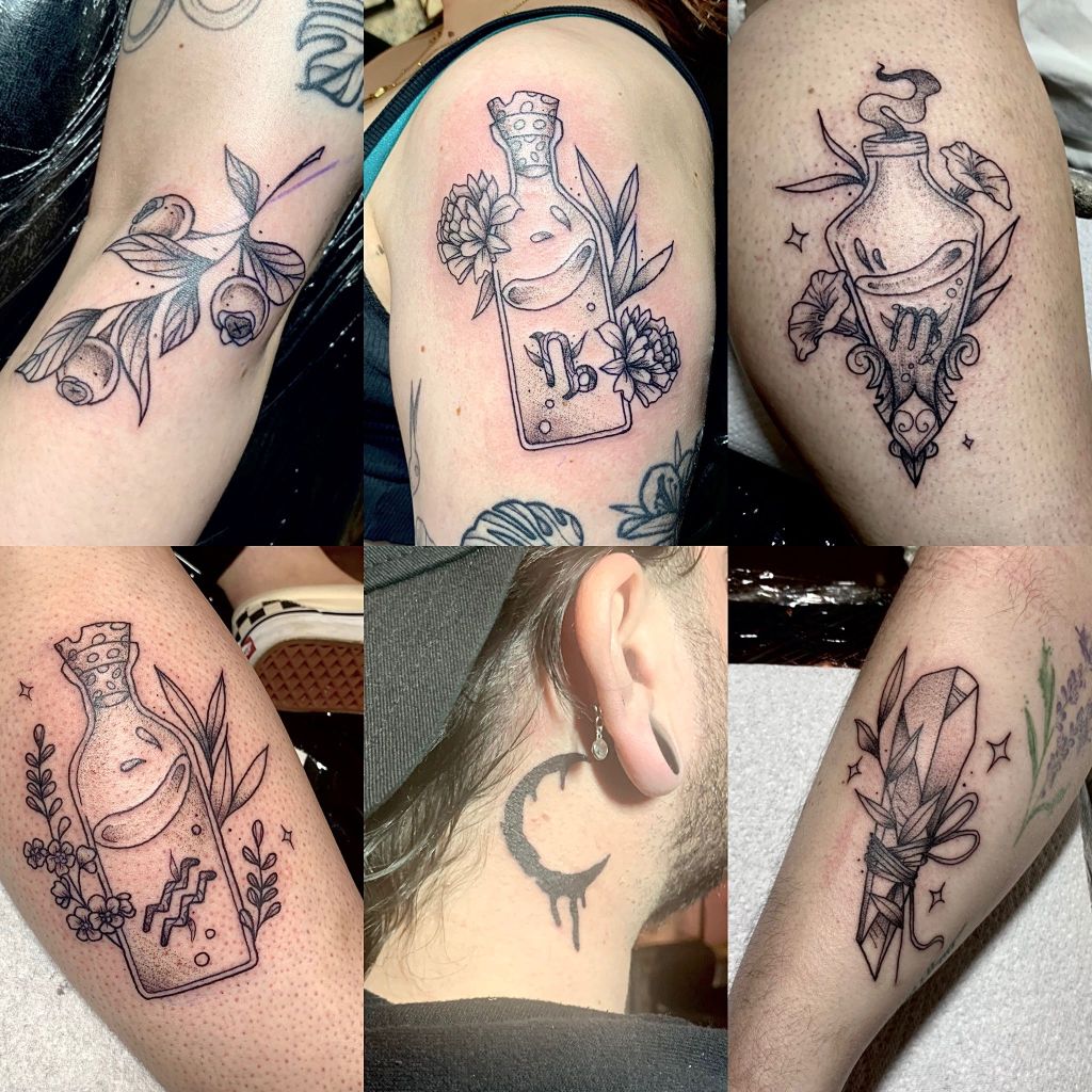 Black and grey tattoos by Emily Cronshaw