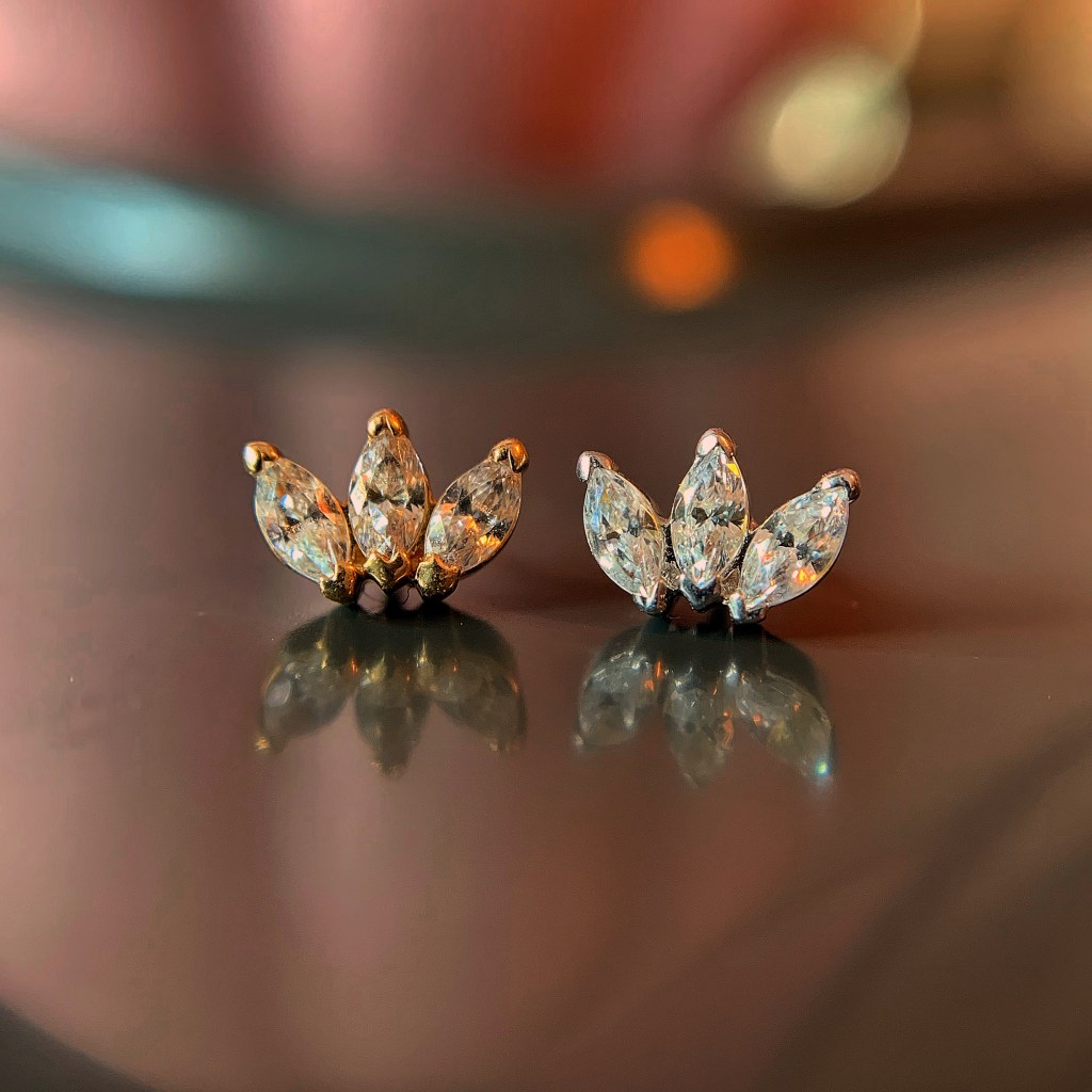 Junipurr 14kt Gold Triple Marquise Fans
