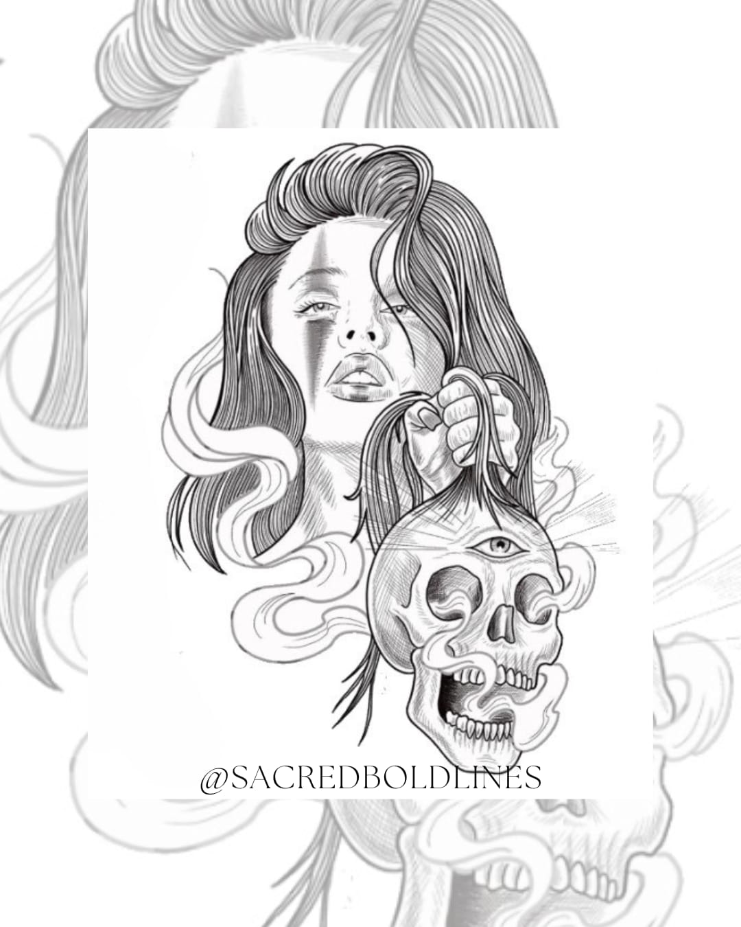 Lady Face Tattoo Design