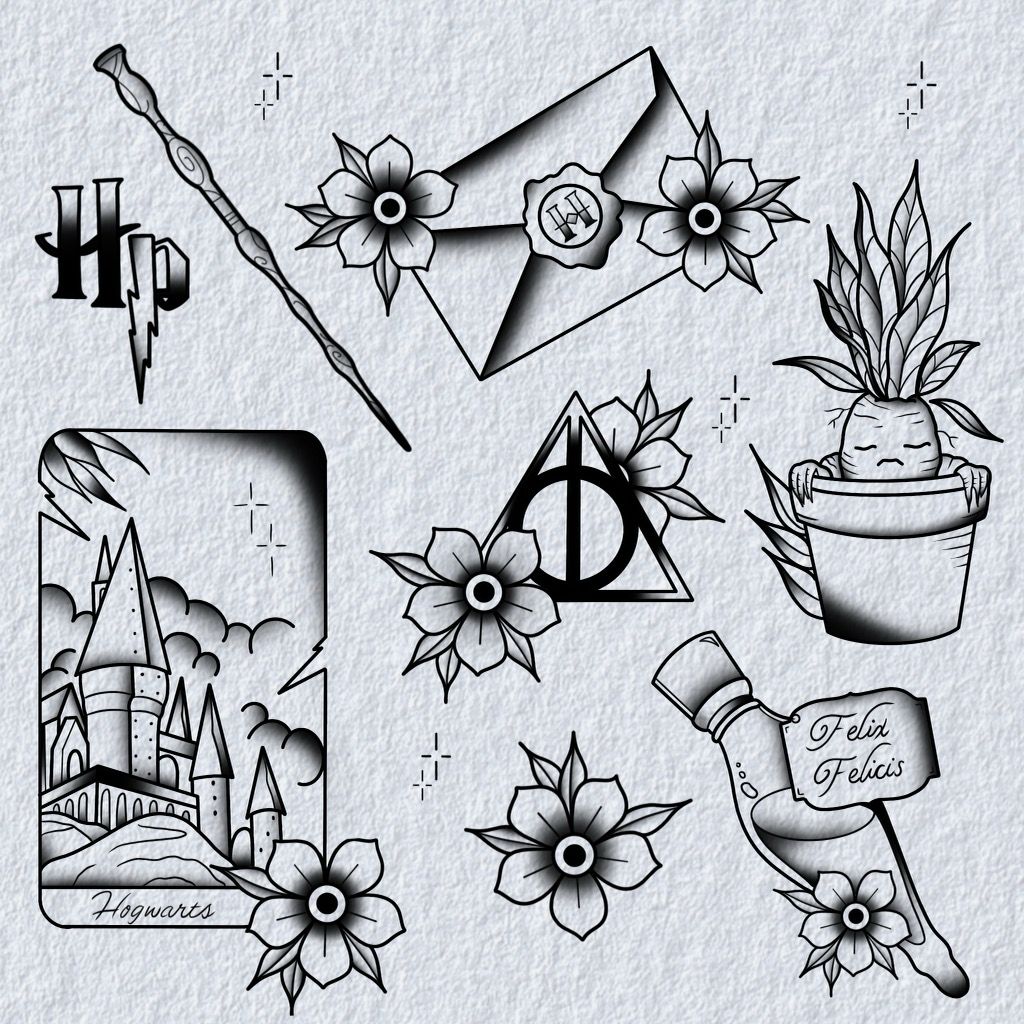 Harry Potter Tattoo Flash Designs